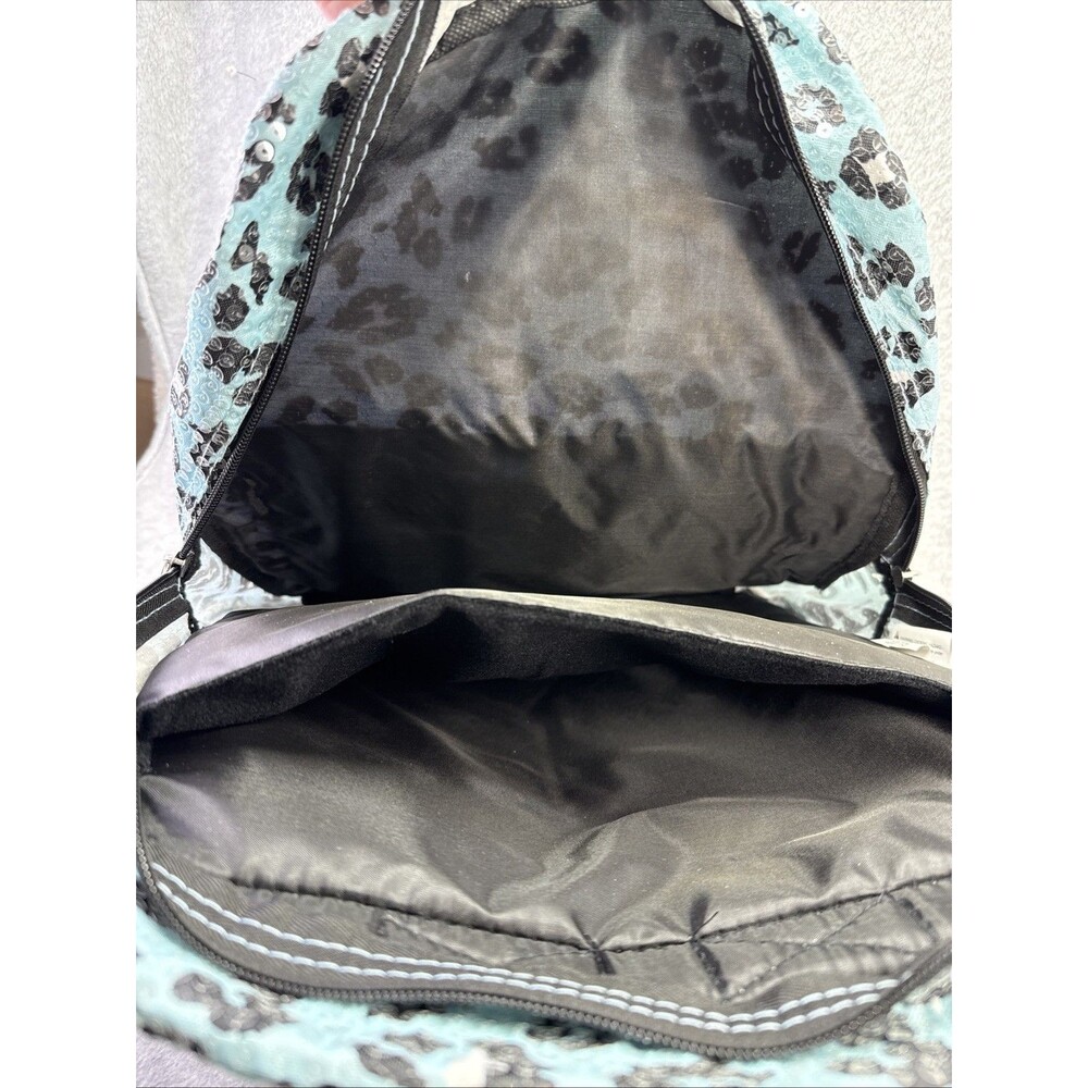 Accessory Innovations 17" Backpack Blue Sequin Iridescent Pad Back Lightweight - Picture 4 of 12